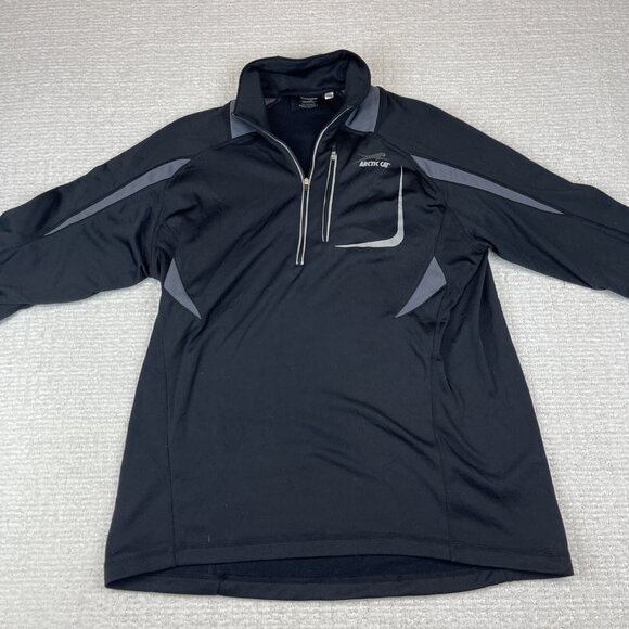 Arcticwear Arctic Cat Pullover Mens Medium 1/4 Zip Black Shirt Jacket - Picture 8 of 13
